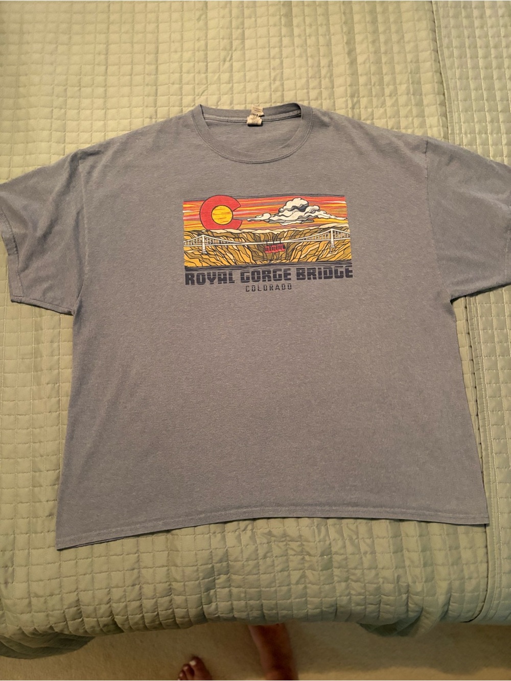 Gildan Heather Blue Royal Gorge Bridge Colorado Graphic Tee